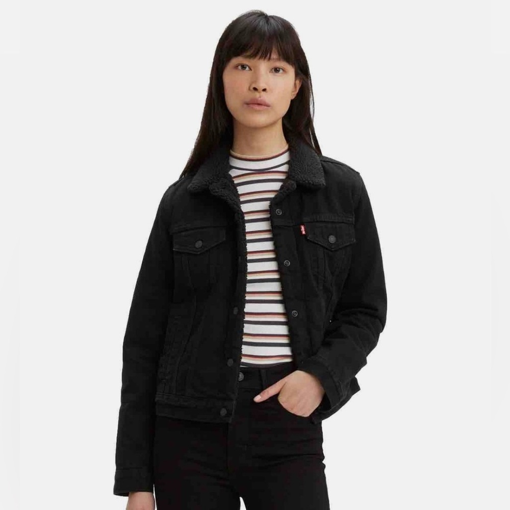 Levi's Sherpa Lined Trucker Jacket, Forever Black